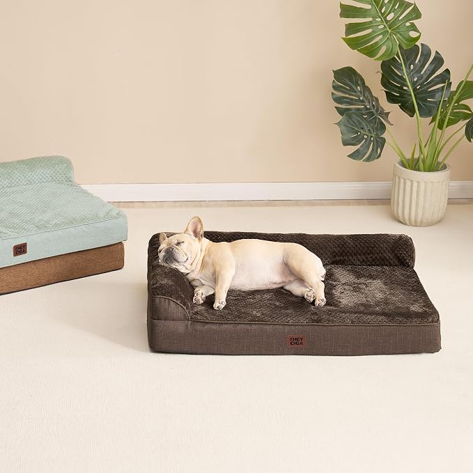 EHEYCIGA Orthopedic Dog Bed Medium Size Dogs, Memory Foam Dog Bed with Washable Removable Cover, Waterproof Pet Sofa Couch for Crate with Nonskid Bottom, 30x20x6,Brown - Image 8