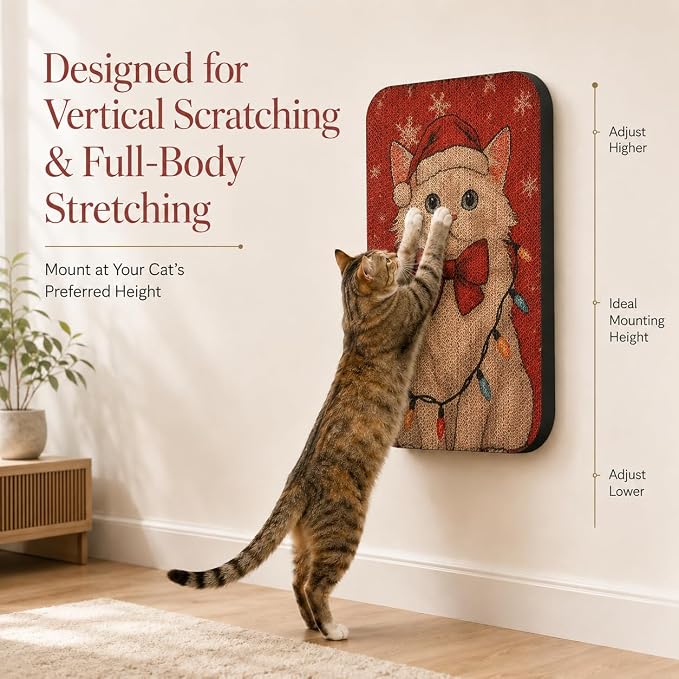 2 Pack Cat Wall Scratcher, Art Cat Scratching Board for Cats | Wall Mounted Cat Scratch Pad, Water-Based Ink, Hook&Loop Strips, Floor or Wall Use, 16.7x11x1 Inch, Storybook Cat - Image 8