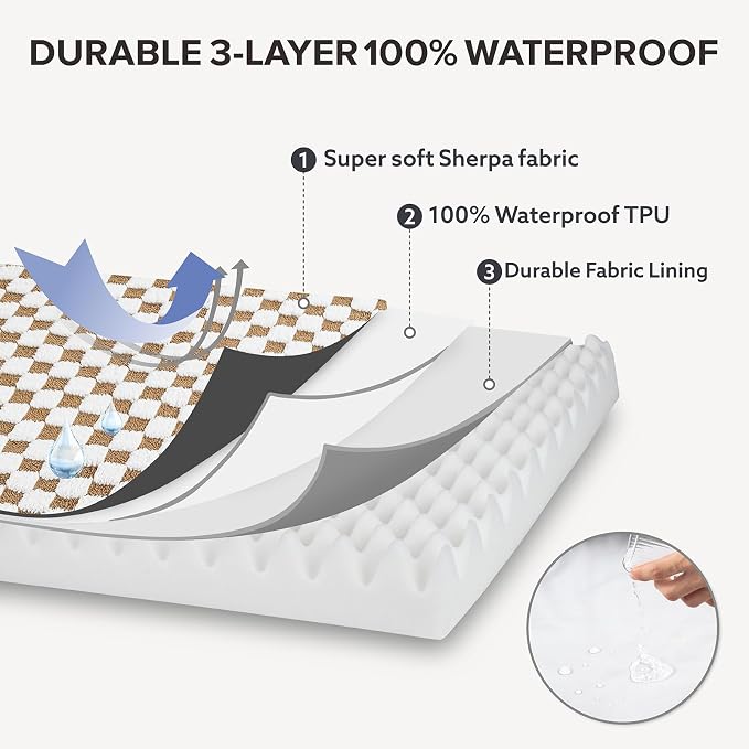 JOEJOY Dog Bed for Large Dogs, Large Orthopedic Dog Bed with Removable Washable Cover, Cute Modern Plush & Memory Egg Crate Foam Dog Bed, 36 x 27 inch, Brown - Image 4