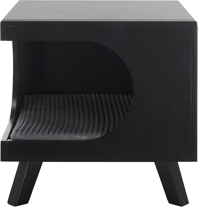 SAFAVIEH Home Collection Bean Mid-Century Matte Black Square Covered Cave Small Pet Cat Bed (Fully Assembled) - Image 8