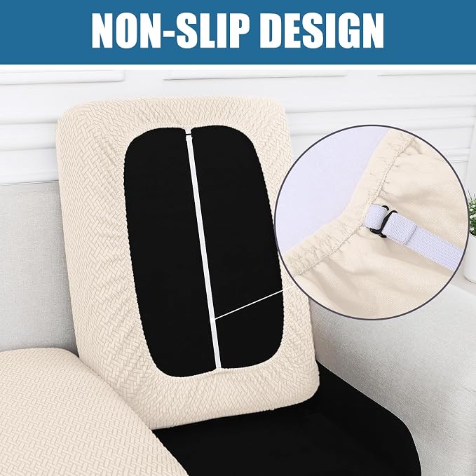 Smiry Waterproof Couch Cushion Covers, Non Slip Seat Cushion Covers | Stretch Jacquard Sectional Sofa Slipcover, Washable Elastic Furniture Protector for Pets, Kid, Large, Light Beige - Image 3