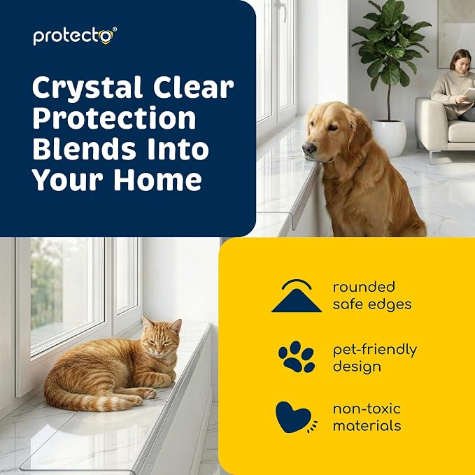 PROTECTO Window Sill Protector from Dogs & Cats, 29.5 x 2.25 in | Clear Window Guards from Cats Scratching, Chewing & Clawing - Keep Your Sills Smooth & Paws Safe - Strong Window Sill Cover - Image 5