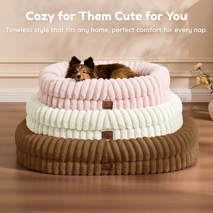 ChiXnuggle Orthopedic Dog Bed, Washable Cover, Faux Fur Bolster Pet Couch | waterproof,egg crate foam,non-slip bottom,for large dogs,brown,35*28*7,dog sofa - Image 8