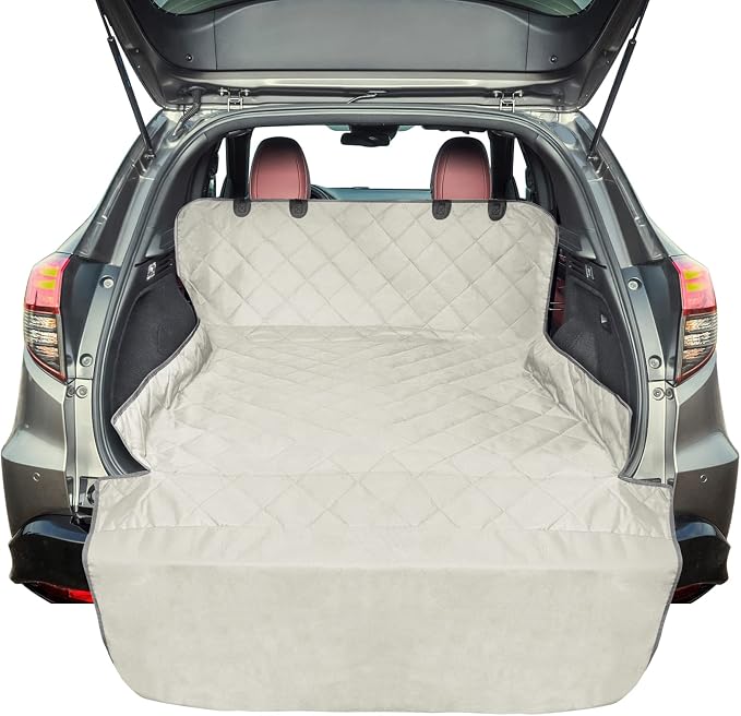 F-color SUV Cargo Liner for Dogs - Heavy Duty Cargo Cover for Mid-Size SUVs | Water Resistant, Bumper Flap, Non-Slip Mat, Car Trunk Dog Car Seat Cover Prevents Scratches Pet Hair Mud Dirt for Sedans Vans by F-color