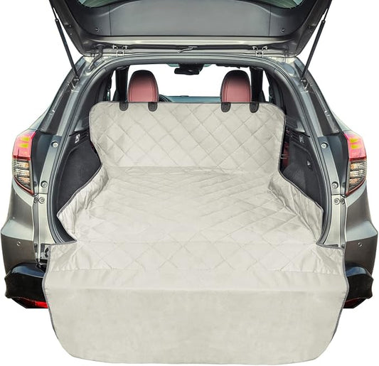 F-color SUV Cargo Liner for Dogs - Heavy Duty Cargo Cover for Mid-Size SUVs | Water Resistant, Bumper Flap, Non-Slip Mat, Car Trunk Dog Car Seat Cover Prevents Scratches Pet Hair Mud Dirt for Sedans Vans by F-color