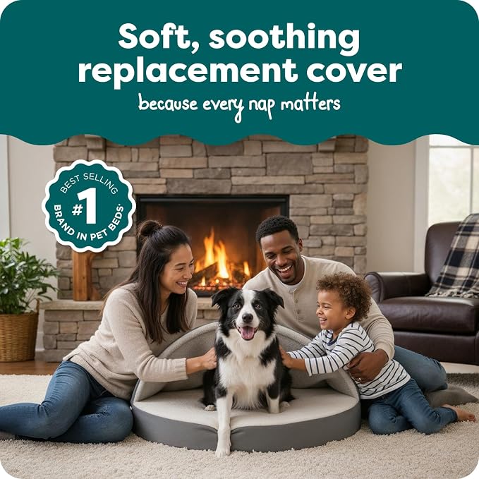 FurHaven Replacement Dog Bed Cover for Sherpa & Suede Snuggery, Fits Cool Gel-Top Foam Beds & Solid Orthopedic Foam Beds, Machine Washable, Large (35 inch), Gray - Image 2