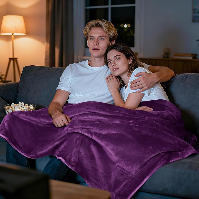 LOOBANI Waterproof Blanket for King Bed, Reversible Purple Flannel 85"x108" | Waterproof Dog Blankets for Large Dogs, Spill-Proof Sofa Cover for Family Movie Nights, Camping, Travel, Noise Free - Image 6