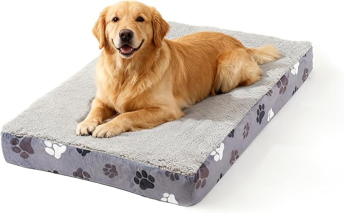 Orthopedic Pet Beds for Large Sized Dog 41x27 Inch Dark Grey | Egg Crate Support, Waterproof Dog Bed, Machine Washable Removable Cover, Soft Sherpa Dog Crate Bed, Anti Slip Bottom by CAPTSNOOZE