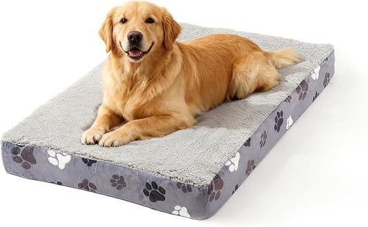 Orthopedic Pet Beds for Large Sized Dog 41x27 Inch Dark Grey | Egg Crate Support, Waterproof Dog Bed, Machine Washable Removable Cover, Soft Sherpa Dog Crate Bed, Anti Slip Bottom by CAPTSNOOZE