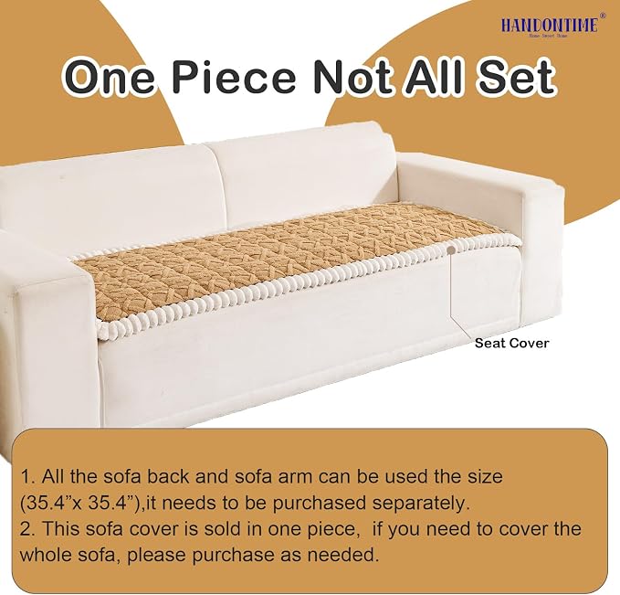 HANDONTIME Dog Couch Cover Jacquard Geometric Sofa Covers Washable Funny Fuzzy Couch Cushion Cover Non-Slip Plush Pet Protector Furniture Covers Durable Comfortable (Butterscotch, 27.6" x 82.7") - Image 4
