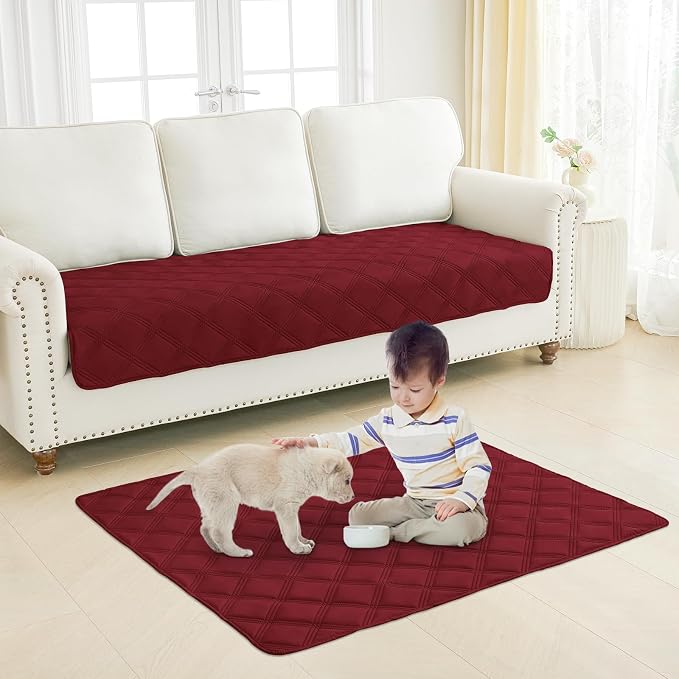 Smiry Waterproof Dog Bed Cover, Reversible Pet Blanket for Sofa Couch | Soft Washable Dog Blanket, Leakproof Couch Cover for Dogs Cats & Furniture Protection, 40x80, Wine Red/Wine Red - Image 7