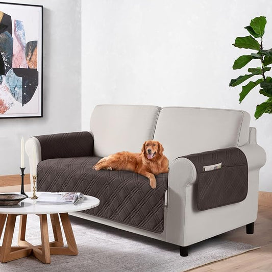 TAOCOCO Waterproof Loveseat Covers for Pets Dogs with Non Slip Backing, Sofa Seat Covers with Pocket for 2 Cushion Couch Washable Dog Couch Cover Protector Sofa Slipcovers(Loveseat Plus, Chocolate) by TAOCOCO