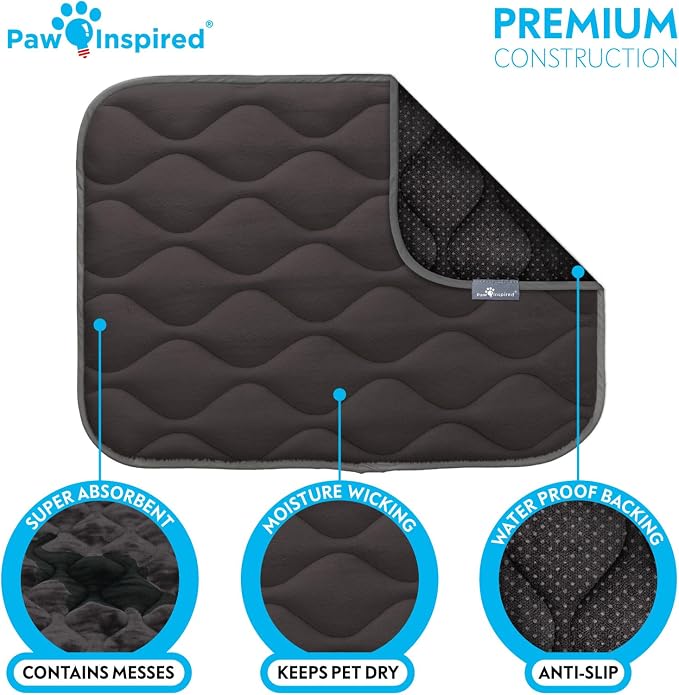 Paw Inspired Washable Padded Crate Mats for Dogs, Gray, 23x17 Inch | Fits 24-inch Kennels, Leakproof, Waterproof Bottom, Plush Dog Pad, Pet Bed - Image 5