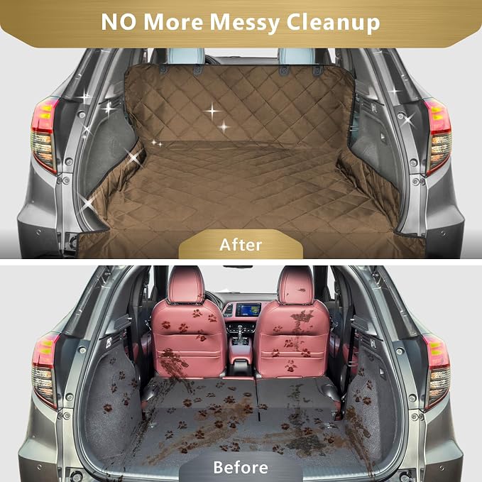 F-color SUV Cargo Liner for Dogs - Heavy Duty Cargo Cover for Mid-Size SUVs | Water Resistant, Bumper Flap, Non-Slip Mat, Car Trunk Dog Car Seat Cover Prevents Scratches Pet Hair Mud Dirt for Sedans Vans - Image 3