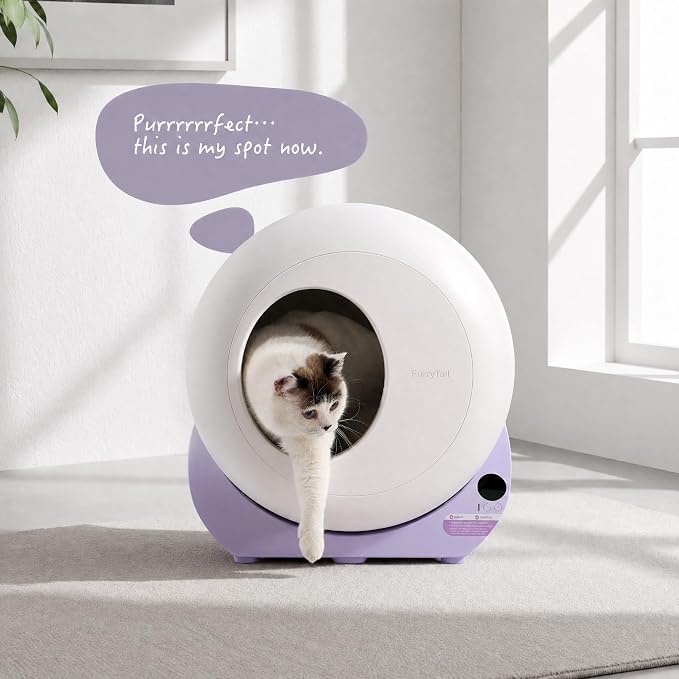 Furrytail Automatic Litter Box Self Cleaning with 120 Trash Bags, App Control, Advanced Odor & Leak Control, Large Capacity for Multi Cat Homes,Kitty Litter Box, Smart Safety Sensors, Purple - Image 6