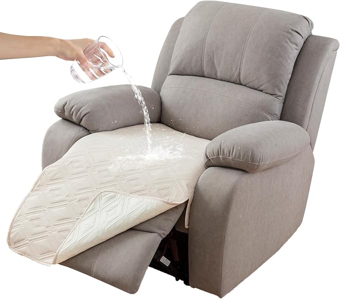 Genina 100% Waterproof Recliner Chair Covers, Anti-Slip Recliner Cover Dog Chair Cover Furniture Protector, Chair Sofa Slipcover for Pets Dogs, 1 Piece (Beige, Recliner) by Genina