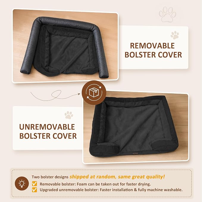 Comfort Expression Orthopedic Dog Beds for Large Sized Dog with Bolster | Waterproof Dog Couch Bed with Washable Cover & Non-Slip Bottom, Supportive Egg Crate Foam Large Pet Bed, 35x22 Inch - Image 6