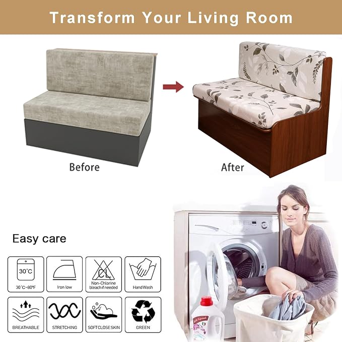 NILUOH RV Dinette Cushion Covers Waterproof Couch Cushion Slipcovers Stretch Camper Cushions Cover Replacement Sofa Slipover for Travel Trailer Couch Includes 2 Backrest Cover & 2 Bench Cover,02 - Image 6