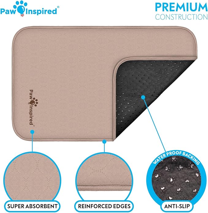 Paw Inspired Washable Crate Liners for Dogs, 29x18 Inch, Pack of 2 | Fits 30 Inch Kennels, Leakproof, Non-Slip Pee Pads, Reusable Puppy Pads for Potty Training, Whelping, Waterproof Pet Mat - Image 4