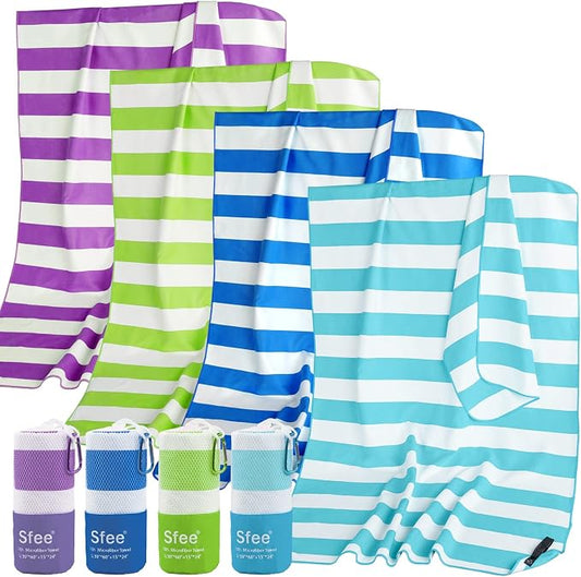 Sfee 4 Pack(8Pcs) Microfiber Travel Towel, Beach Towel Quick Dry Towel Camping Towel Super Absorbent Compact Lightweight Sports Towel Gym Towel for Beach, Gym, Hiking, Pool, Backpacking, Bath, Yoga by Sfee