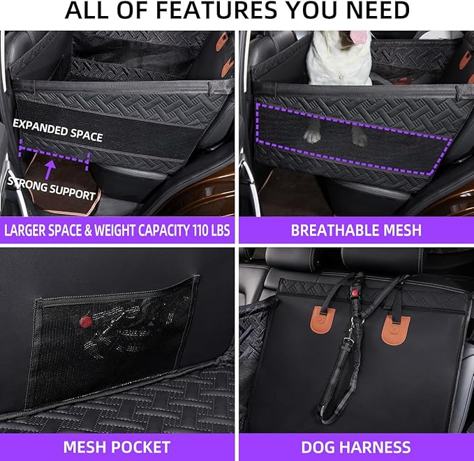 TKYZ Large Dog Car Seat,Back Seat Extender for Dogs,Hard Bottom Seat Cover - Image 4