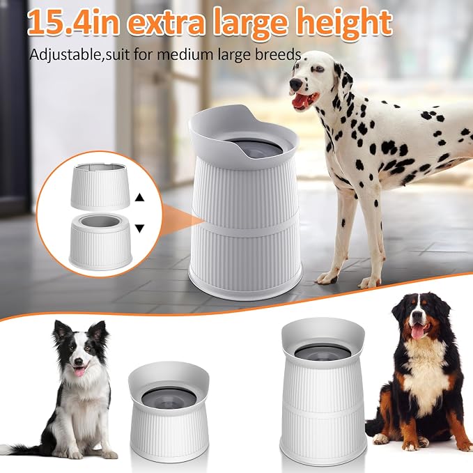 Salodal Elevated Dog Bowls Large Sized,15.4in High Raised Stand,4.4L No Spill Dog Water Bowl,Stainless Steel Bowl,Adjustable,Non-tip,Non-Slip, Water Dispenser for Large Medium Pets - Image 4