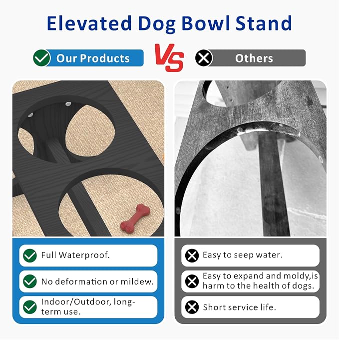 Raised Dog Bowl Stand for Medium Breed, Feeding Station with 35 oz 2 Stainless Steel Bowls & Licking Plate,Dog Food Bowl Black - Image 5
