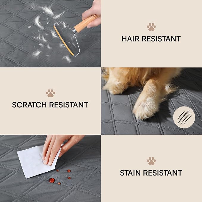 Luciphia Waterproof Couch Cover for Dogs, Non-Slip Pet Sofa Protector | Non-slip waterproof couch cover scratch-resistant machine washable protects sofa bed, Grey, 30" x 70" - Image 5