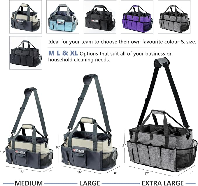 XL Professional Cleaning Caddy for Cleaning Suppliers, 17" Wearable Cleaing Bag for Housekeepers, Cleaning Organizer, Detailing Bag - Image 7
