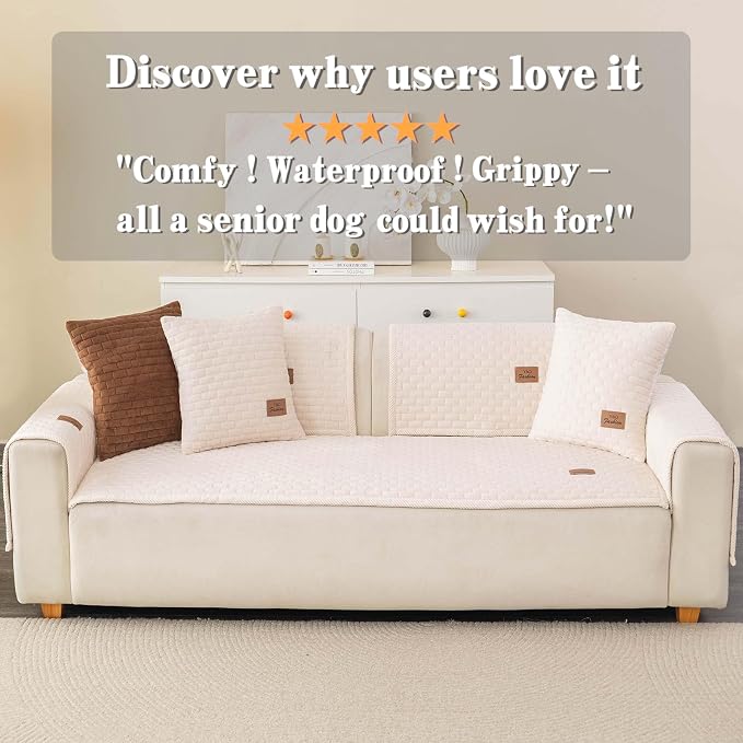 Washable Velvet Dog Couch Cover, Plush Pet Sofa Furniture Protector for 2-3 Cushion Couch, Non-Slip Washable Cover for Dogs(1PC/27.6"x94.5",White) - Image 6