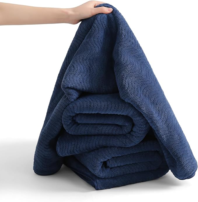 4 Piece Extra Large Bath Towel 35"x70" Oversized Bath Sheet Navy Blue Bath Towel Set for Bathroom Ultra Soft Cozy Highly Absorbent Quick Dry Bathroom Towel for Spa Gym Hotel,Shower Towel for Daily Use - Image 8