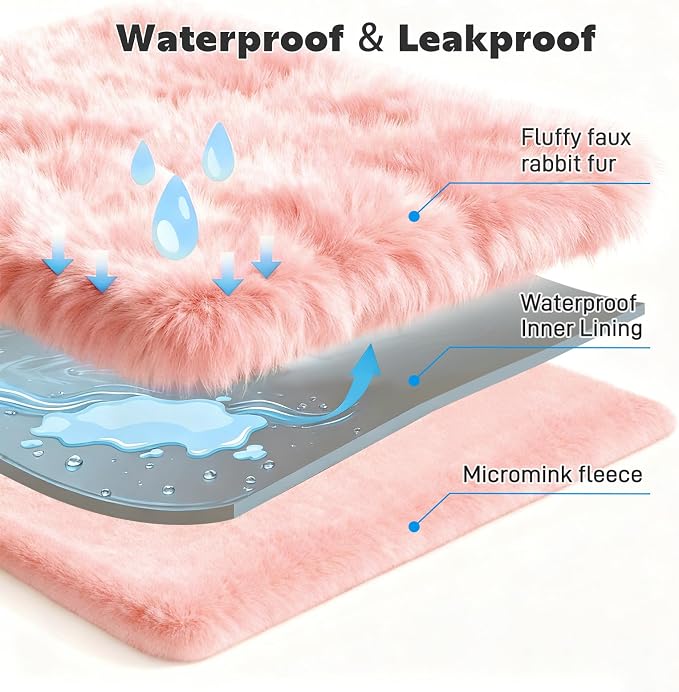 Waterproof Dog Blanket for Sofa Bed Couch, Couch Cover Blanket Fluffy Faux Rabbit Fur Reversible Furniture Protection, Pet Blanket for Medium Large Dogs Cats - Image 4