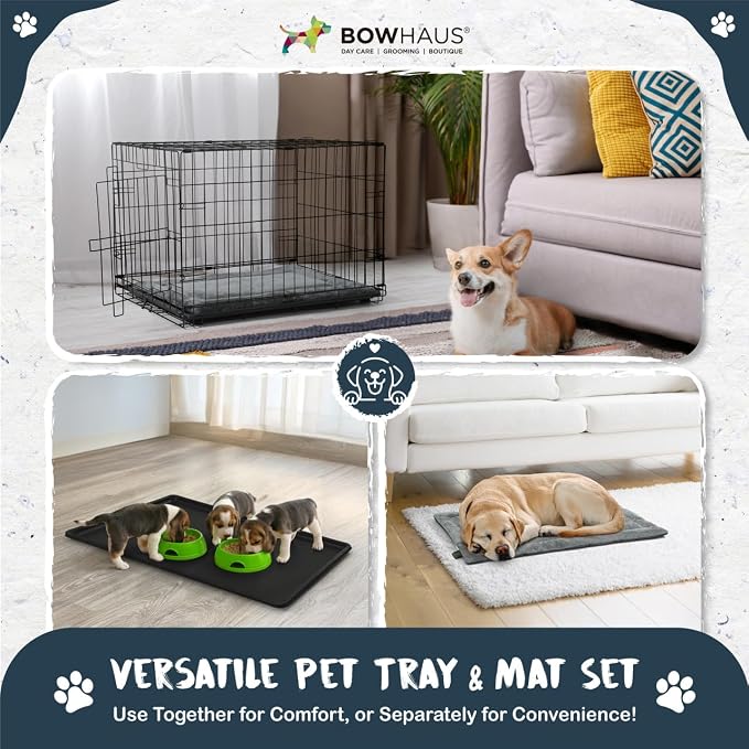 BOWHAUS Machine-Washable Dog Bed Pad & Tray for 42-Inch Kennel, Non-Slip Flat Cozy Sleeping Mat & Easy-Clean Plastic Replacement Crate Pan, Comfortable & Durable for Dogs, Rabbits, Cats, Various Pets - Image 5