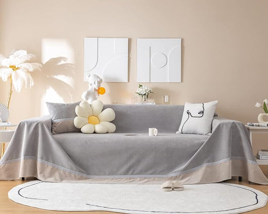 Waterproof Sofa Cover for Pets, Light Grey Couch Covers for Sectional Sofa, Simple Style Sofa Covers for 2-3 Cushion Couch, Waterproof, Durable and Washable, XL 79" x 118" by Mxaeyr