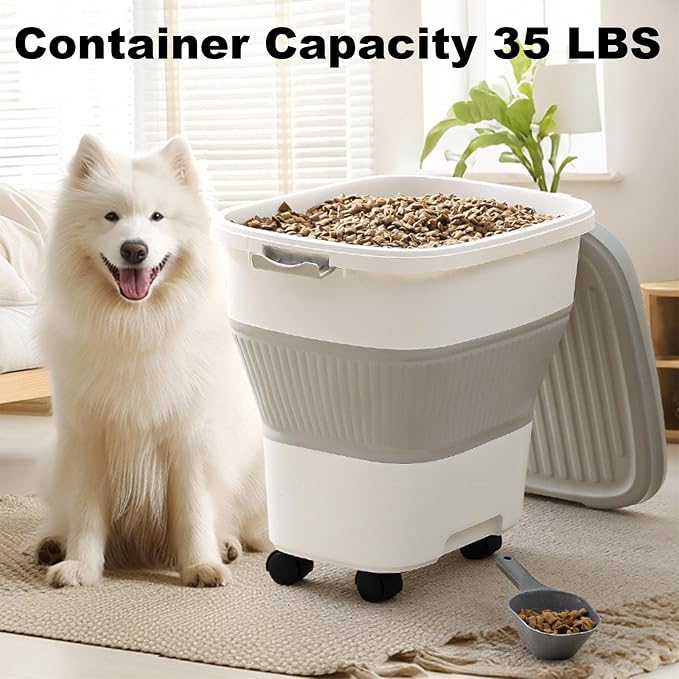 SEWIU 2pack 35 lbs Dog Food Storage Container,Collapsible Dog Food Container with Scoop,Pet Food Storage Containers to Keep Dry Food Fresh,Easy to Move - Image 7