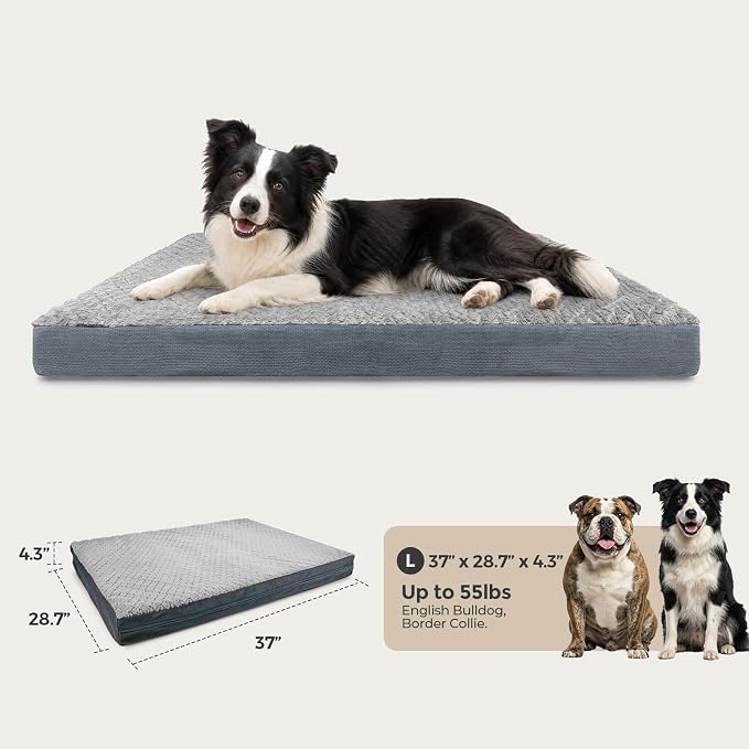 Sytopia 37" Indestructible Dog Bed for Large Dogs – Chew-Proof Pet Mat with Double-Sided Plush & Waterproof Liner, Tough Crate Mat with Egg-Crate Foam Support, Indoor & Outdoor Use,Grey - Image 5