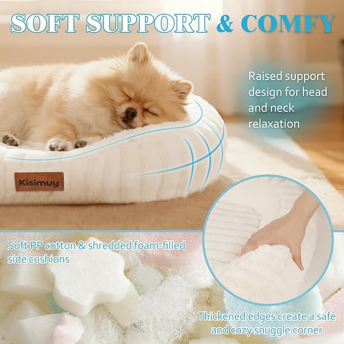Orthopedic Dog Bed, Washable Small Dog Couch for Senior Dogs | 25L x 21W x 4H, Egg-Crate Foam, Low Front Entry Design, Removable Cover, Non-Slip Bottom, Small Dogs, Cream - Image 2