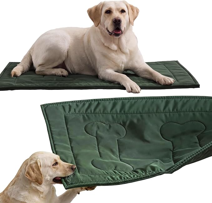 Chew Proof Indestructible Dog Crate Pad,Medium (22"x35"),Green | Durable,for Aggressive Chewers,Tough,chew resistant, non chewable,Machine Washable & Waterproof,Indoor Outdoor by Couzssyhi