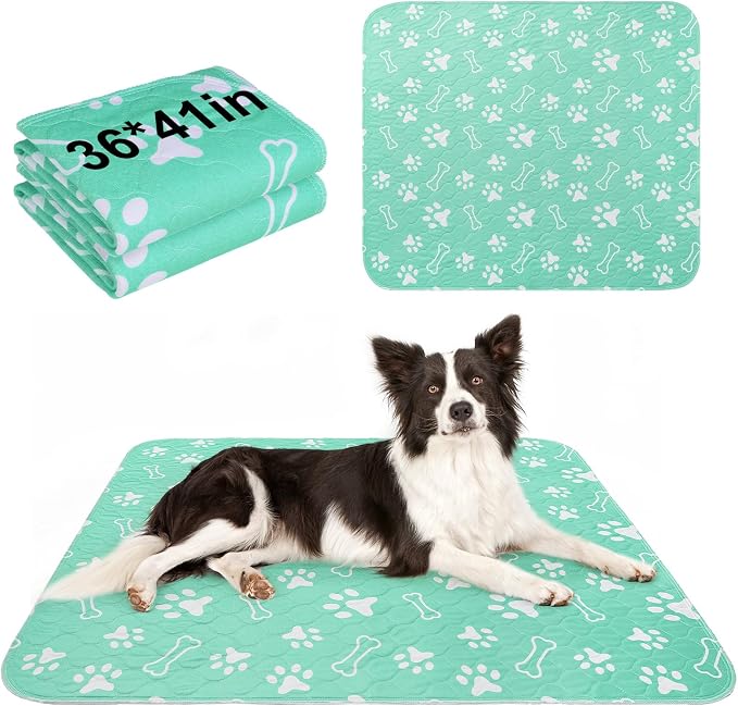BEAUTYZOO 2 Pack Washable Pee Pads for Dogs, Reusable Puppy Pads for Potty Training, Waterproof Super Absorbent Whelping Pads Mats Non Slip Against Urine for Small Medium Dogs Cats, 36" x 41" by BEAUTYZOO
