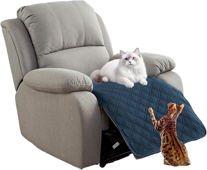 Genina Waterproof Recliner Chair Covers, Recliner Cover for Dog Pets Friendly, Washable Antislip Reclining Chair Cover Furniture Protector, Sofa Slipcover for Living Room(23.6inch/Peacock Blue) by Genina