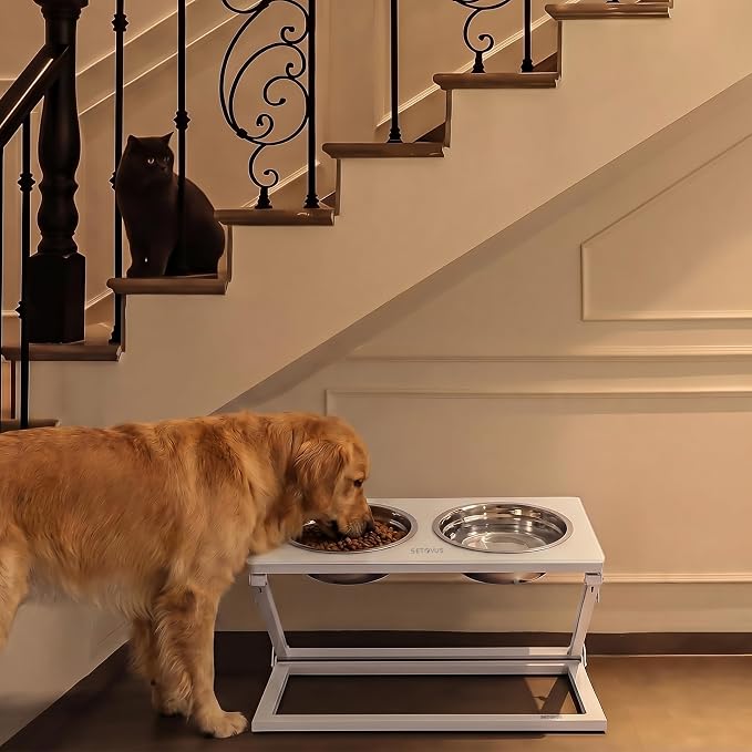 Elevated Dog Bowl, Adjustable Height and Tilt Angle Dog Bowl Stand | Precisely Adjust Height And Tilt Angle, Easy To Clean, Equipped With 2 Stainless Steel Food Bowls, Sturdy And Durable. - Image 6