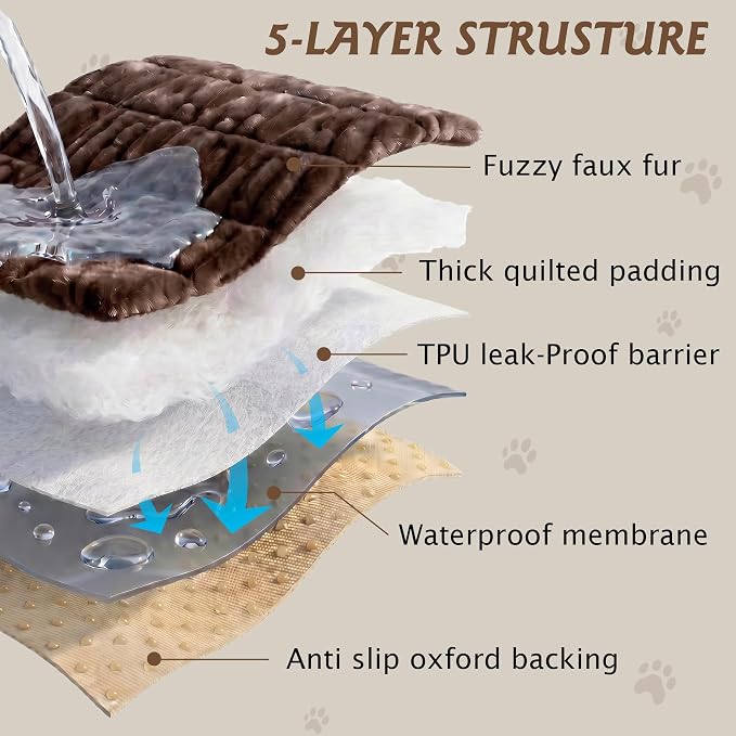 PuTian 100% Waterproof Fuzzy Couch Cover for Dogs Brown 27.6"x27.6" | Pet Friendly Dog Mat for Couch, Waterproof Sofa Protector, Scratch Resistant Furniture Cover for Dogs, Machine Washable - Image 6