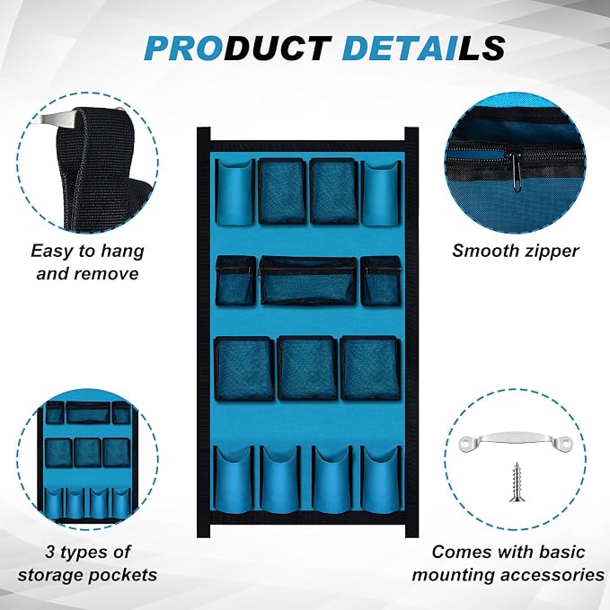 Riakrum 2 Pcs Horse Trailer Grooming Bag Hanging Horse Door Caddy Trailer Organizer Storage(Fresh,39 x 23 Inch) - Image 3