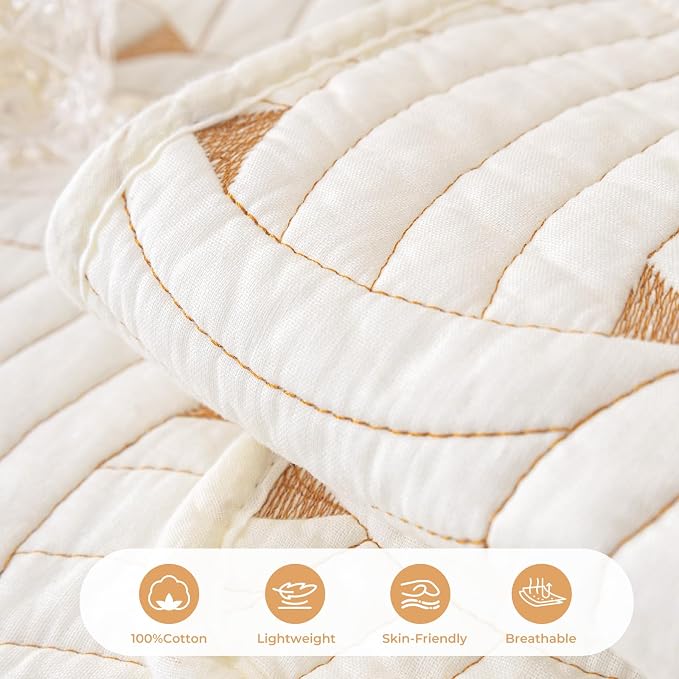 vctops Solid Color Cotton Quilted Sofa Couch Cover Weave Pattern Soft Sectional Couch Covers Embroidery Non-Slip Sofa Slipcover for Dogs, Children, Pets Furniture Protector (Cream,36"x63") - Image 4