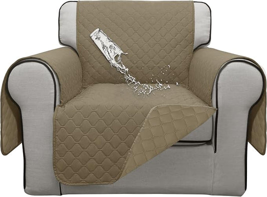ISSUNTEX Double Protection 100% Waterproof Chair Sofa Cover for Living Room, Reversible Furniture Protector for Dogs, Pets, Kids (Chair, Beige/Beige) by ISSUNTEX