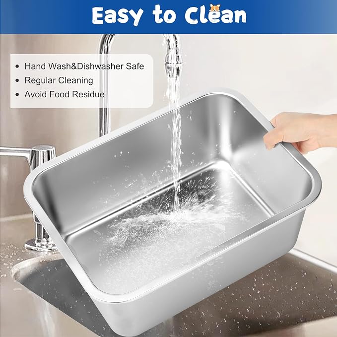 BWOGUE 4 Gallons Extra Large Dog Water Bowl for Large Dogs, Stainless Steel | Stainless Steel Dog Bowl, 1 Pack Large Water Bowl for Dogs, Wide Deep Bowl, Rectangular Shape, Easy to Clean, Outdoor Use - Image 5