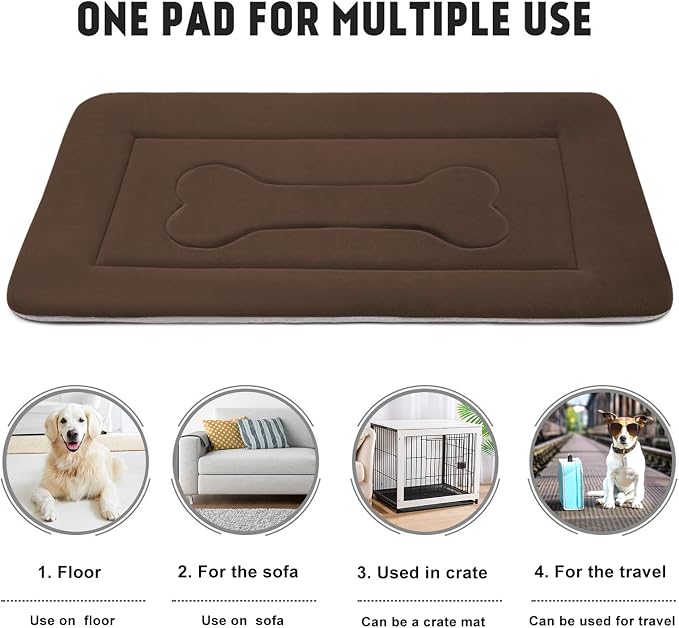 Extra Large Dog Bed Soft Dog Crate Pad Mat, 48 in Non-Slip Bottom Washable Dog Sleeping Mattress Pet Beds Cat Bed Kennel Pad, Dark Brown - Image 4