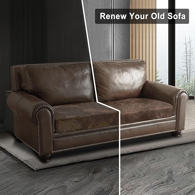 ANARACHON Leather Look Couch Cushion Covers Sofa Seat Slipcovers Sets Couches Furniture Protector for Sectional Armchair Loveseat Pets Kids Stretch Spandex Fabric (1 Cushion Loveseat, Light Brown) - Image 7