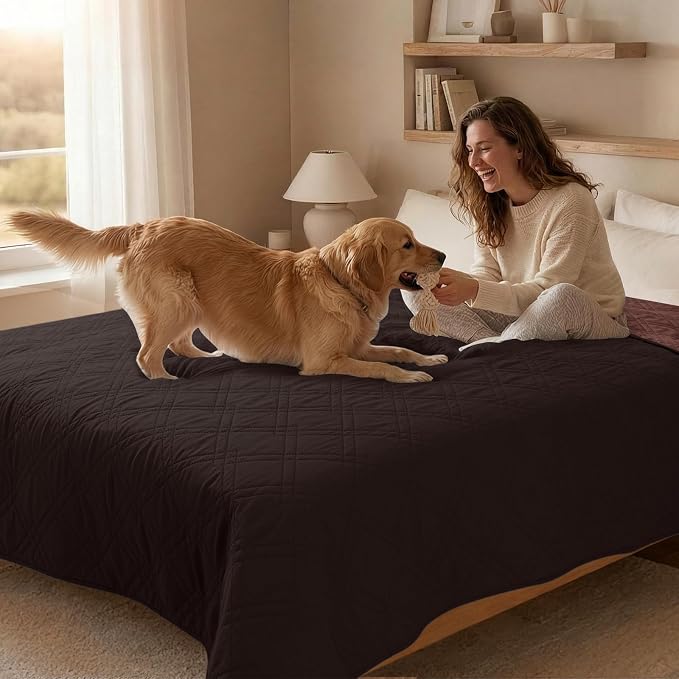100% Waterproof Dog Bed Cover Pet Blanket 52"x82", 7-Layer Reversible Washable Bed Mat for Furniture Couch Sofa Car (Chocolate+Coffee) - Image 8