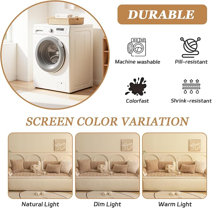 Plush Couch Cover for Dogs – Non Slip Pet Sofa Protector, Ultra Soft Washable Couch Cover for Pets, Anti-Slip Backing Furniture Protector for Cats & Dogs, Fits Standard & L-Shape Sofas (Only1PC ) - Image 4
